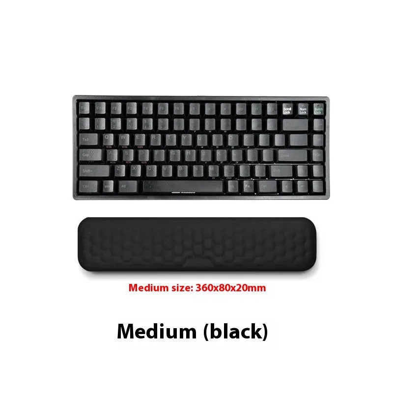 Cowhide keyboard wrist rest support in black, with high-rebound design and USB Type-C data line, waterproof and non-slip surface