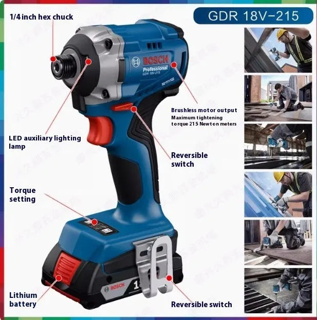 GDR18V-215 18V lithium impact screwdriver in short head design with 1/4 inch hex socket