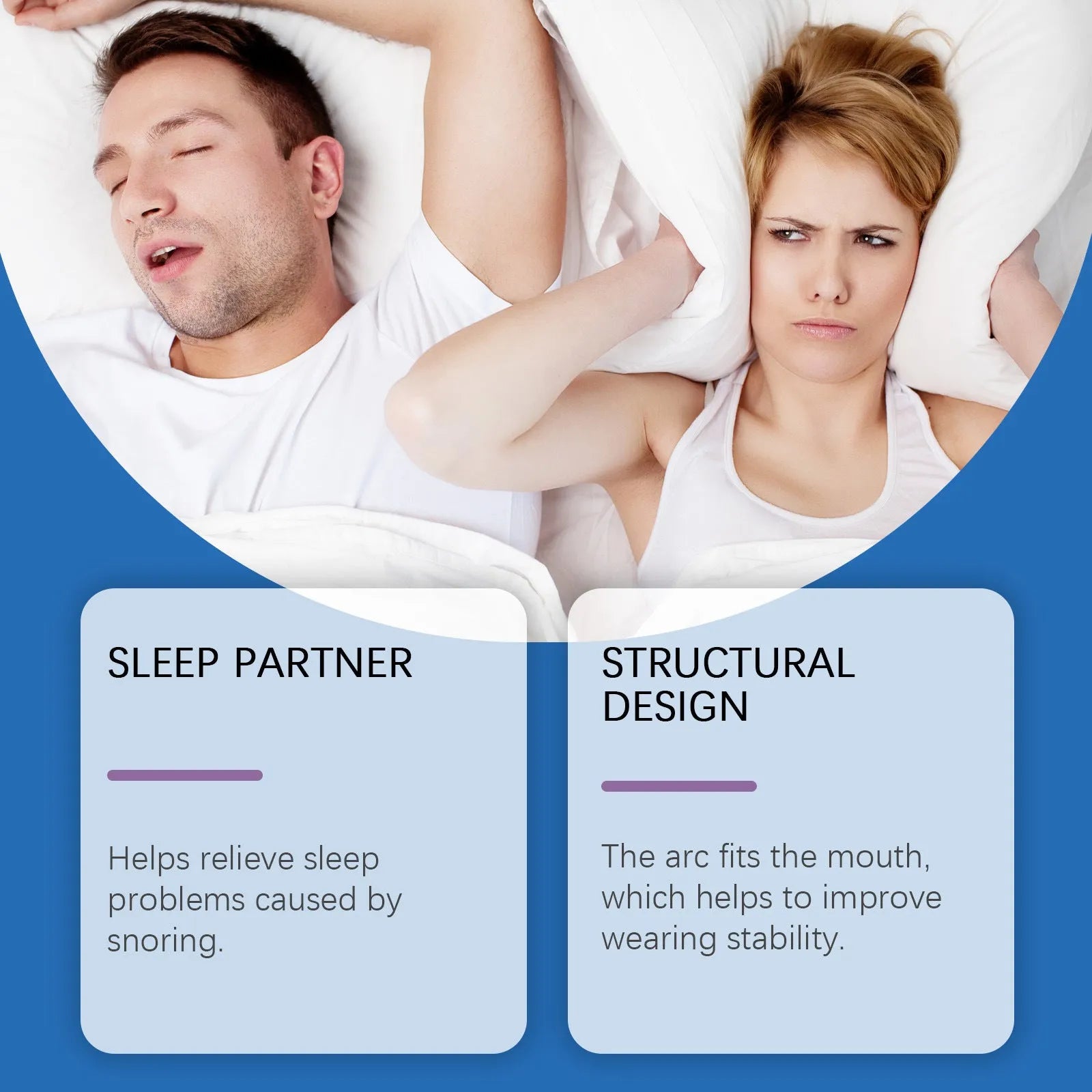 Anti-snoring gentle care device with one-piece design for nighttime sleep comfort