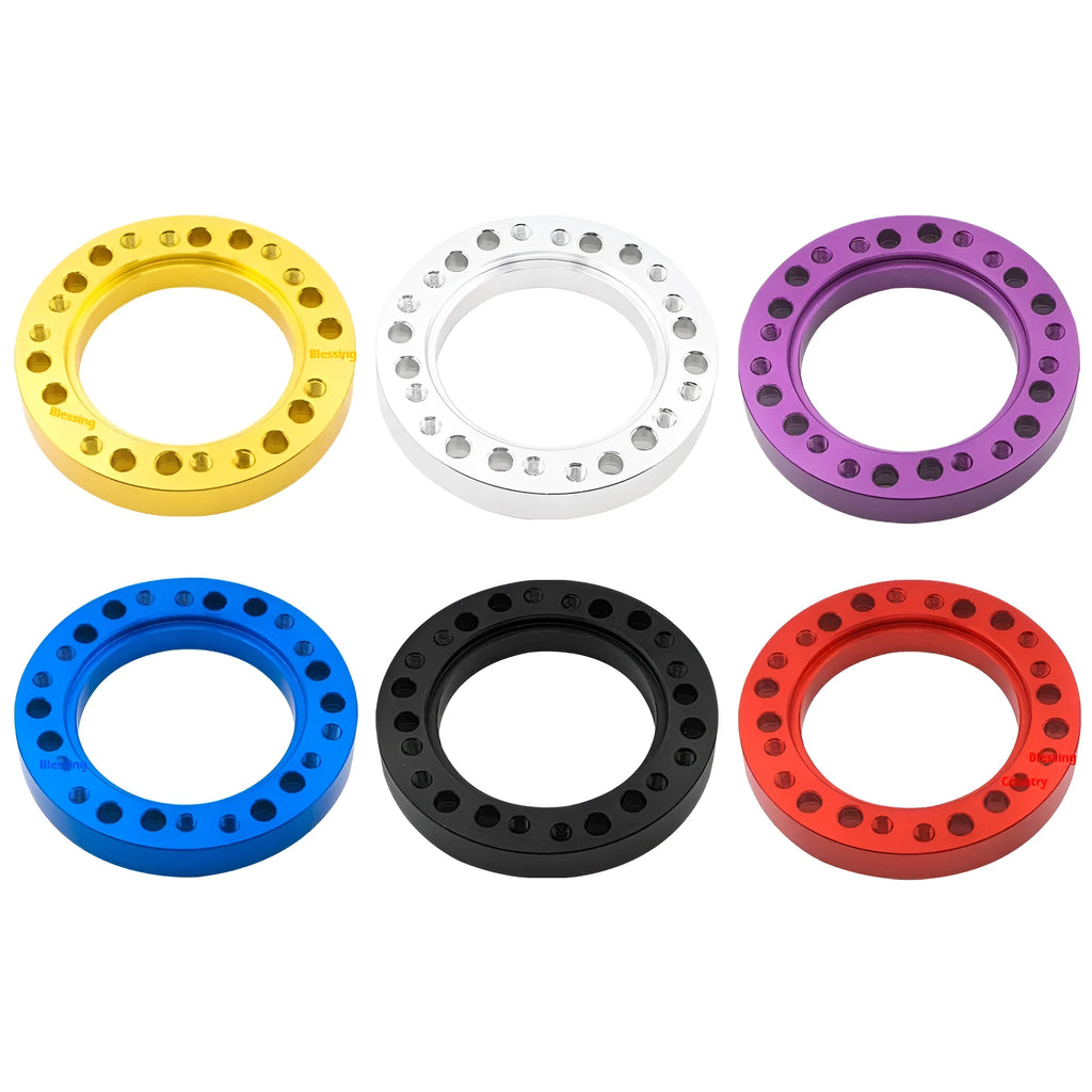 Aluminium alloy steering wheel hub adapter 86mm outer diameter 55mm inner diameter 12.5mm height in black finish