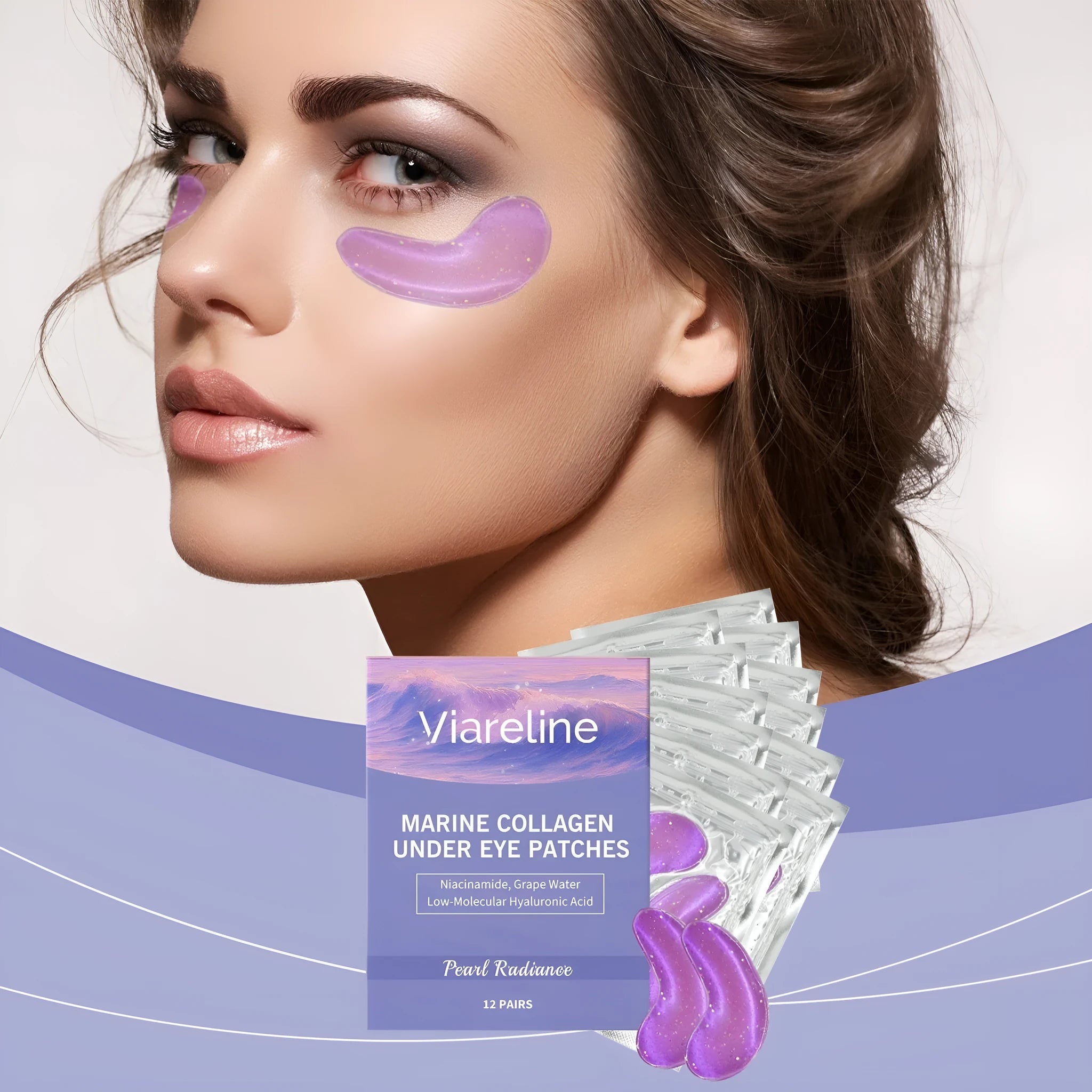 Collagen eye mask sheet for under eye hydration in 12 pair pack