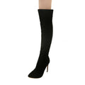Stiletto heel pointed toe over the knee boots in suede, super high heel, sizes 32-46, black brown gray