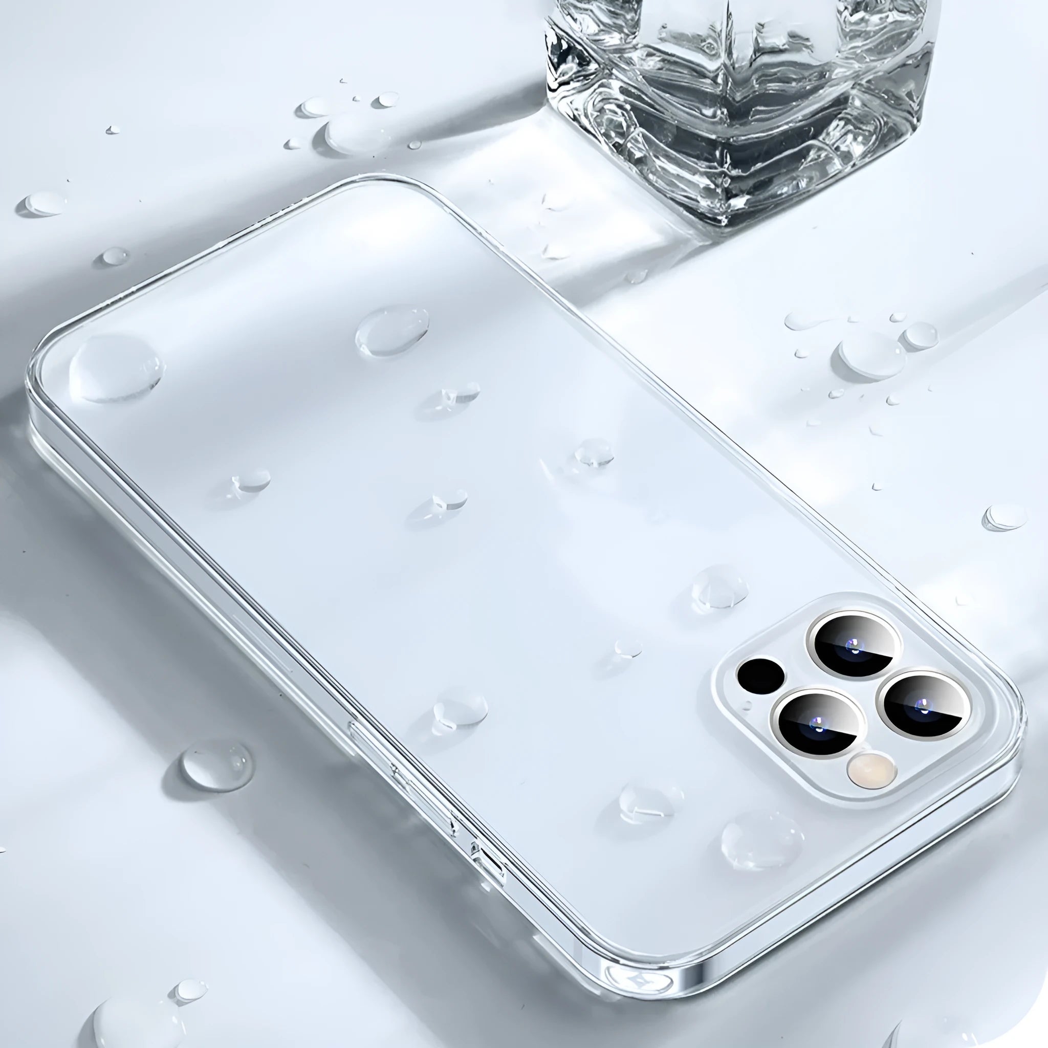 Fully transparent silicone soft case for Apple iPhone, clear TPU back cover on an iPhone