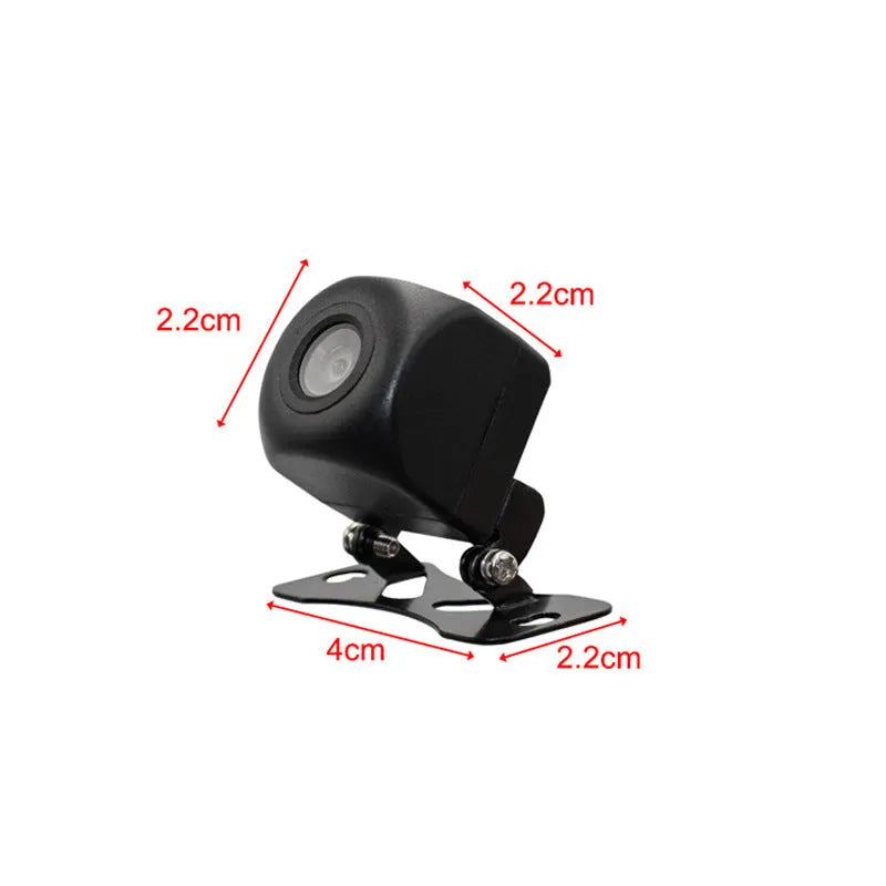 Black plastic car rear view camera with 170-degree wide angle, 720 resolution, IP67 rating, 12V WiFi, 100g