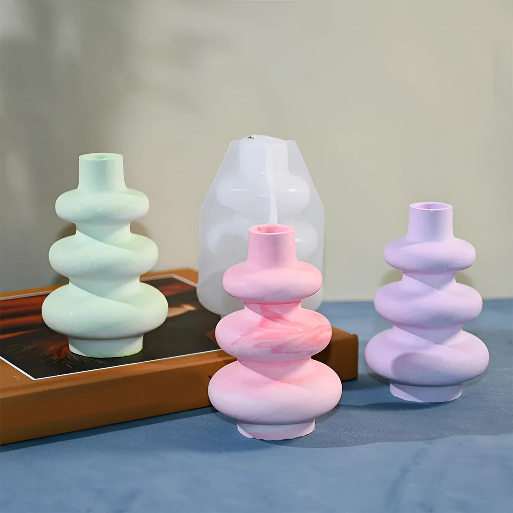 Silicone mould for three-layer circle vase ornaments in irregular shape