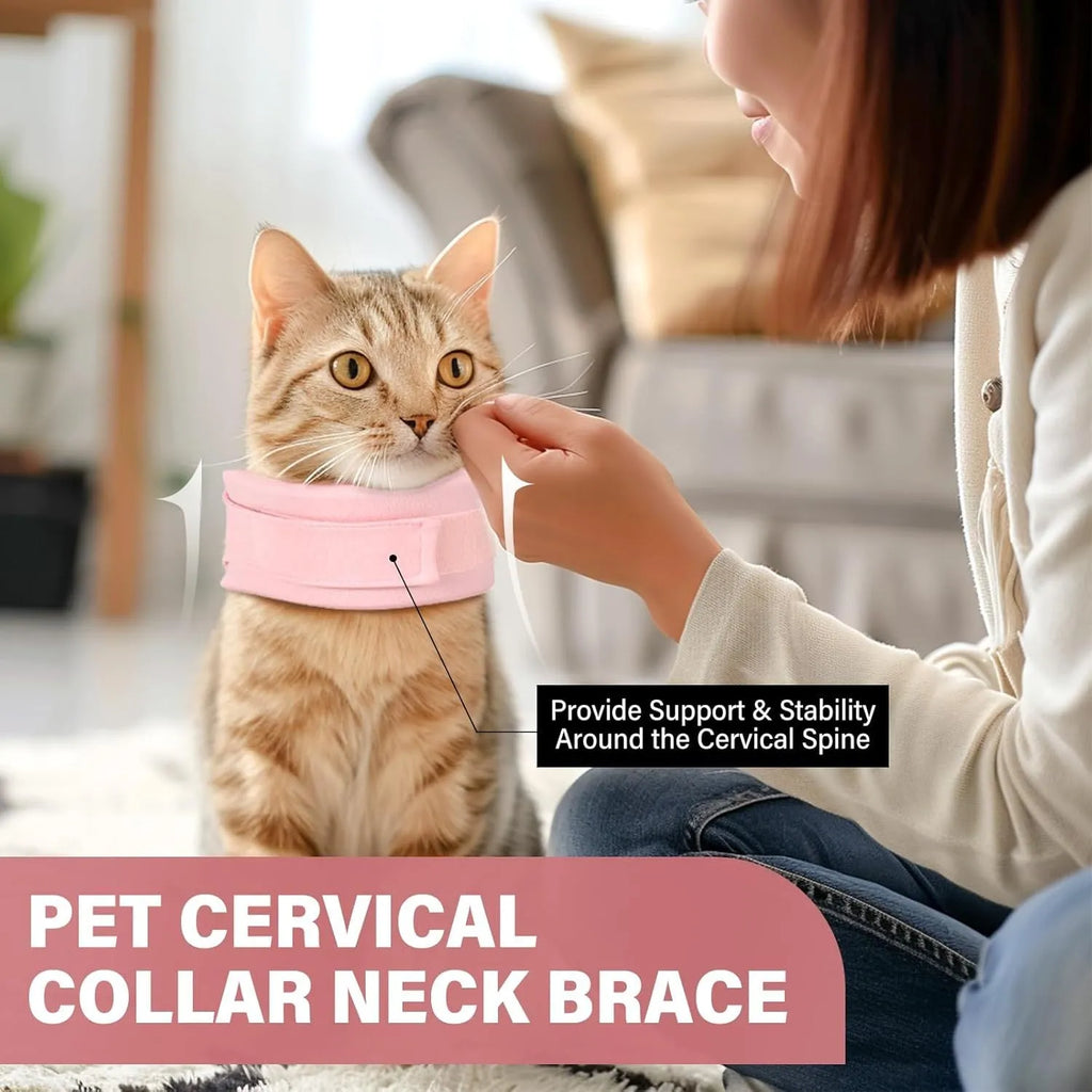 Grey and pink soft fabric recovery cone collars for cats and dogs in four different sizes.