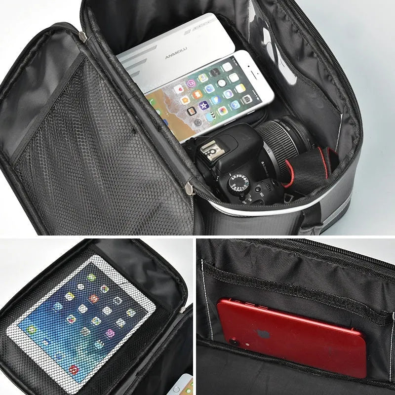 Black waterproof 12L PU leather backseat bicycle rack bag for electric cars