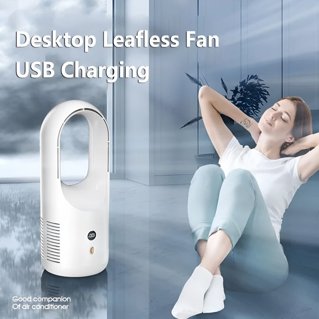 X28 bladeless desktop fan with LED display showing speed settings