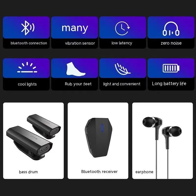 Black somatosensory air drum kit virtual reality entertainment system with wireless technology