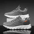Men's flying knit sports shoes in black with breathable mesh upper and EVA PU sole