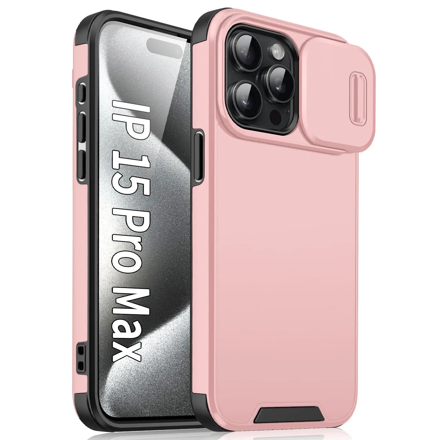 Frosted sliding window phone case for iPhone 14 in black, shockproof TPU PC design