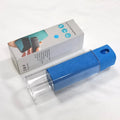 Mobile phone screen cleaner with integrated spray bottle and microfiber in compact black case