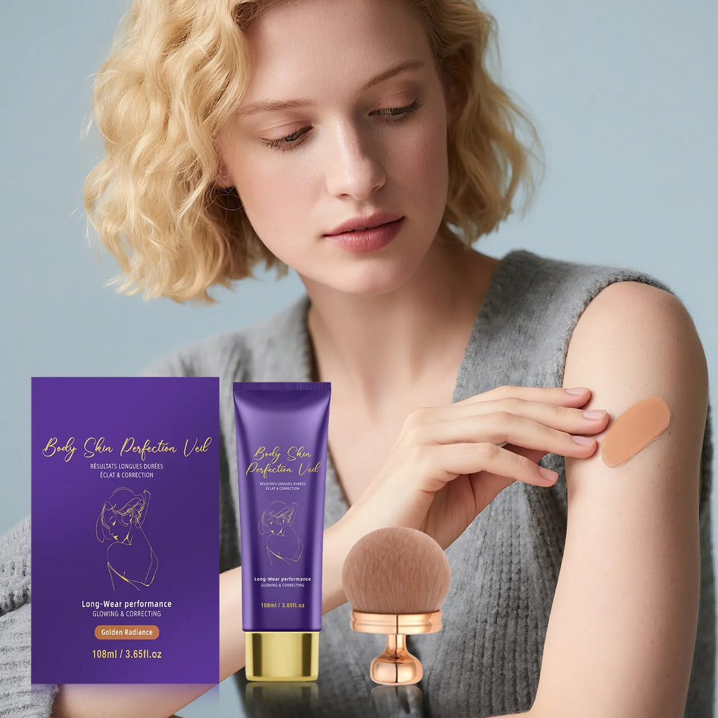 Daily uniform facial foundation cream 108ml with brush applicator in four shades Deep Golden Natural Warm