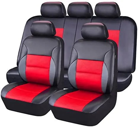 Universal artificial leather car seat cover set in a choice of colours on a car seat.