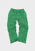 Men's loose cropped polyester sweatpants with quilted tooling style in black, grey, or green