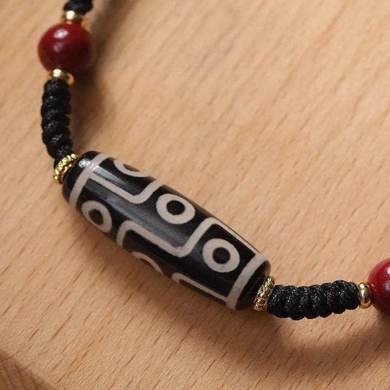 Tibetan agate dzi bead men's bracelet with shrinkable adjustable design in couple style