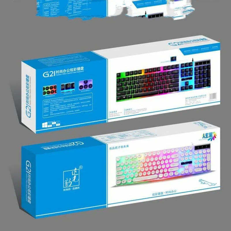 White mechanical gaming keyboard with RGB backlighting and 104-key layout