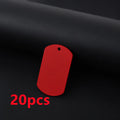Stainless steel hang tag 49x28mm with coloured string showing monochrome pattern for pet dog ID