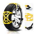 Set of 6 yellow polyurethane snow chains for car tyres, anti-slip winter emergency equipment
