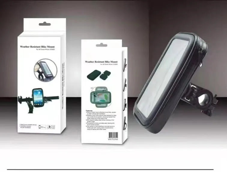 Black synthetic leather riding mobile phone stand bag with 6.5 inch capacity waterproof for motorcycle bicycle navigation