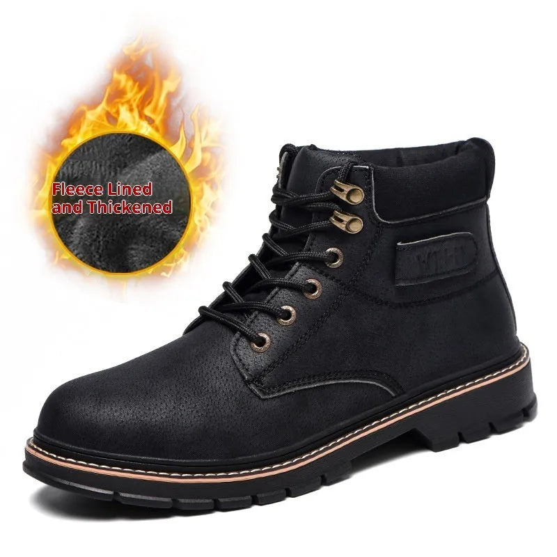 Steel toe lightweight work shoes with microfiber upper, steel toe holder, and tall crown vamp in black colour