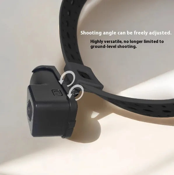 Black WiFi neckband camera recorder showing compact size and wearable design for hands-free video capture.