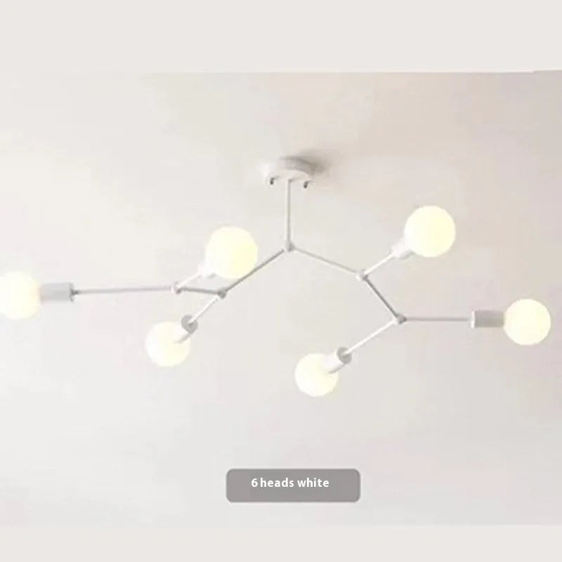 A simple iron Nordic-style chandelier ceiling lamp with multiple light arms, shown in a black finish.