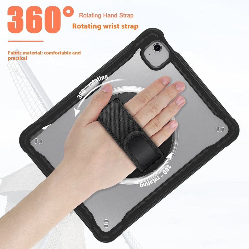iPad Mini 6 case with rotating bracket and shoulder strap, PC TPU all-inclusive cover in khaki