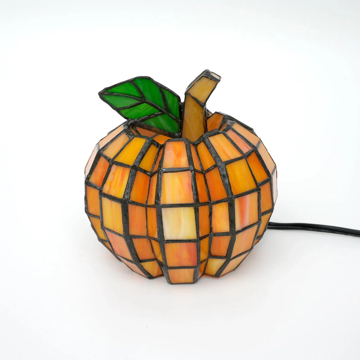 Handmade orange art glass pumpkin LED night light with glass shade and 220V plug options