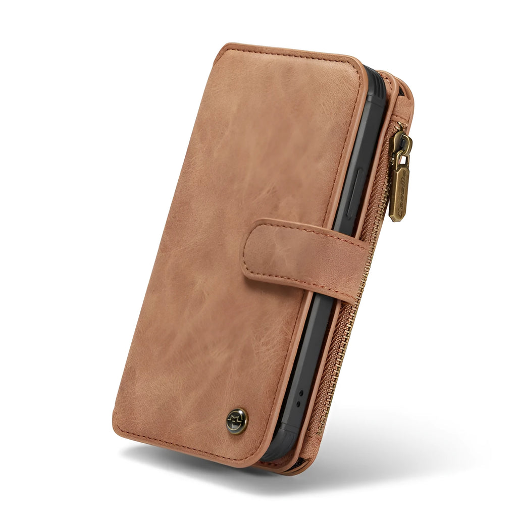 Black imitation leather split flip case for Apple iPhone with front cover open