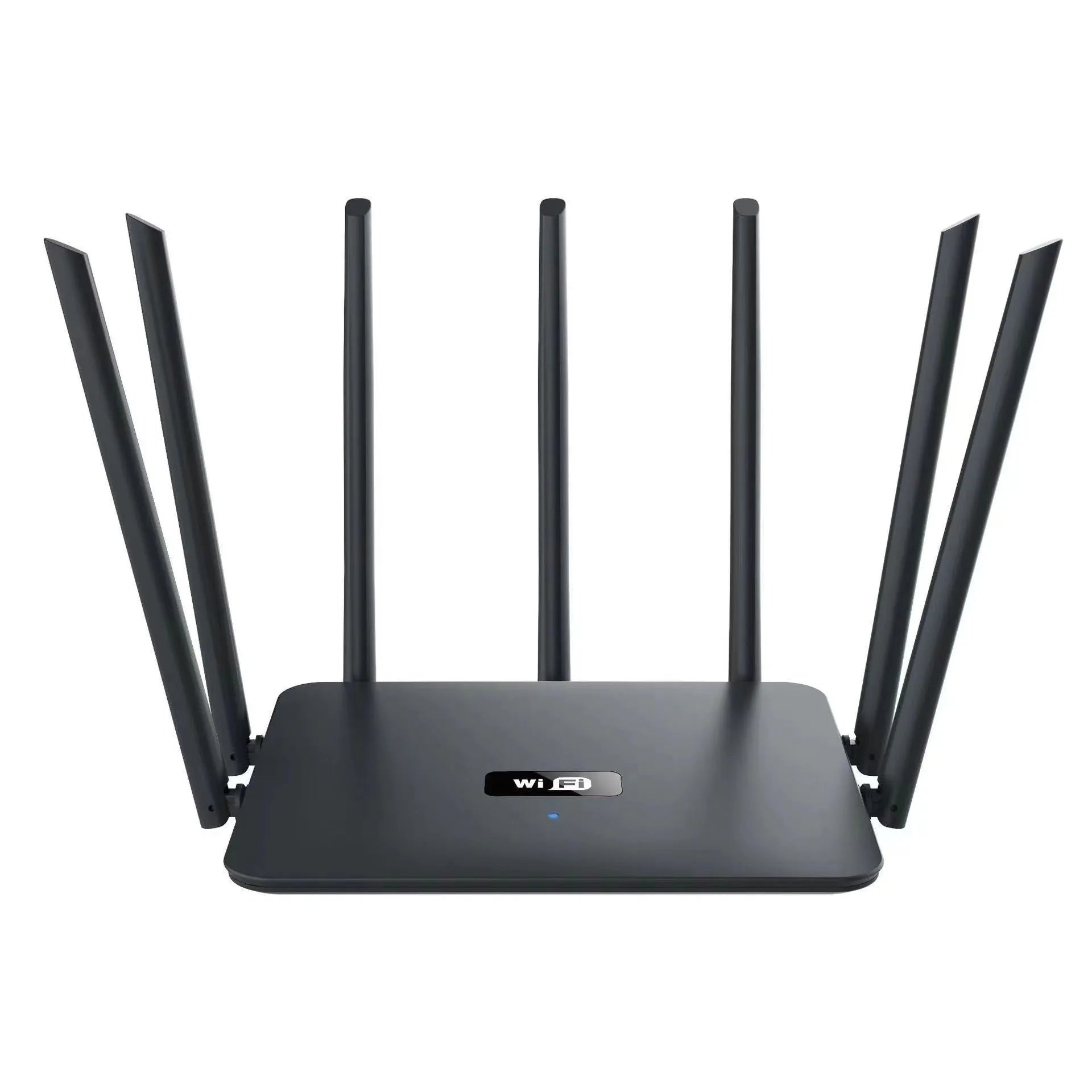 Black and white dual-band 5G gigabit router with multiple antennas for through-wall WiFi coverage