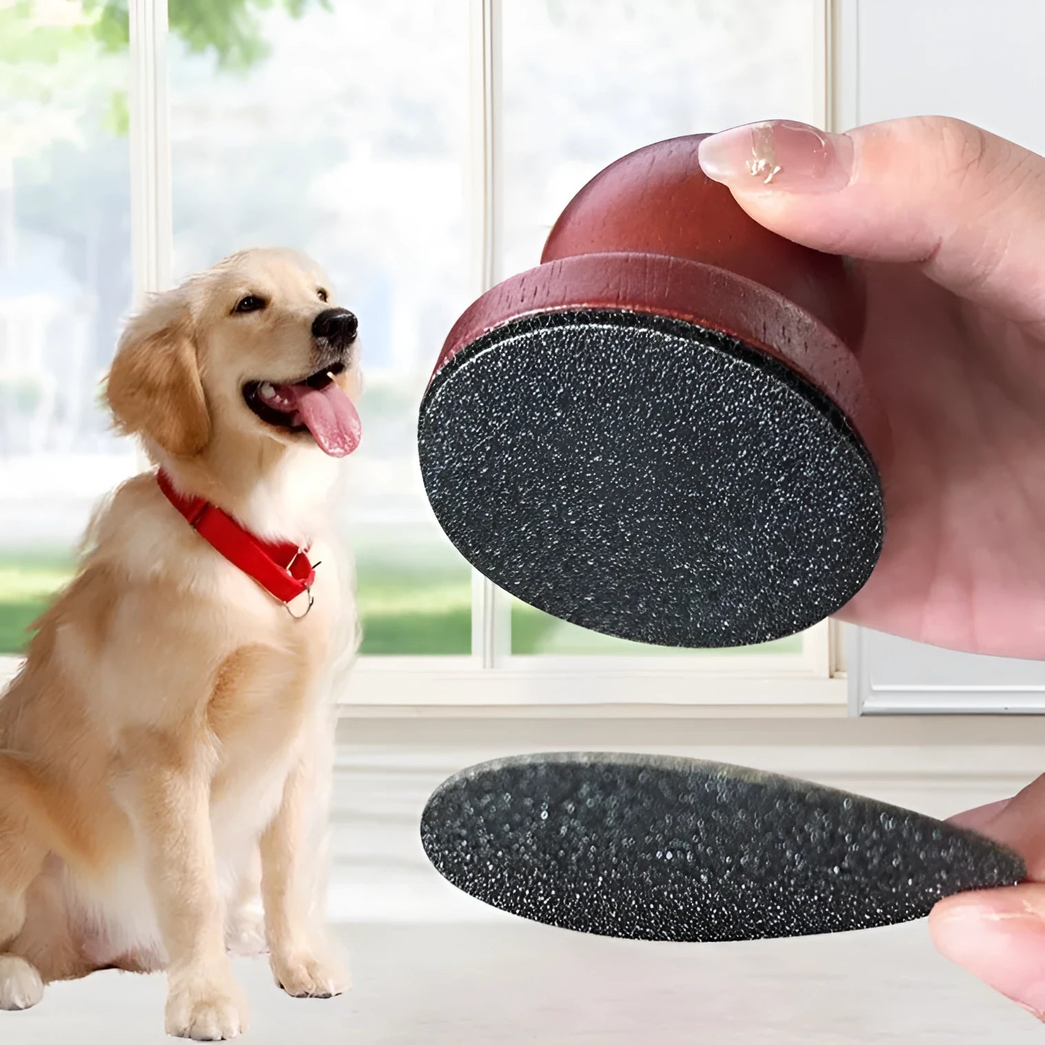 Wooden dog nail grinding board with removable section for easy cleaning, available in four style options.