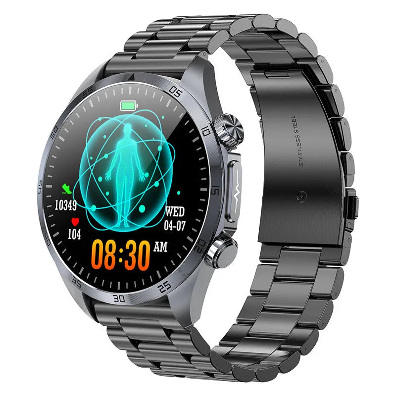 Smart watch with heart rate and body temperature monitoring, silicone wristband, touch button