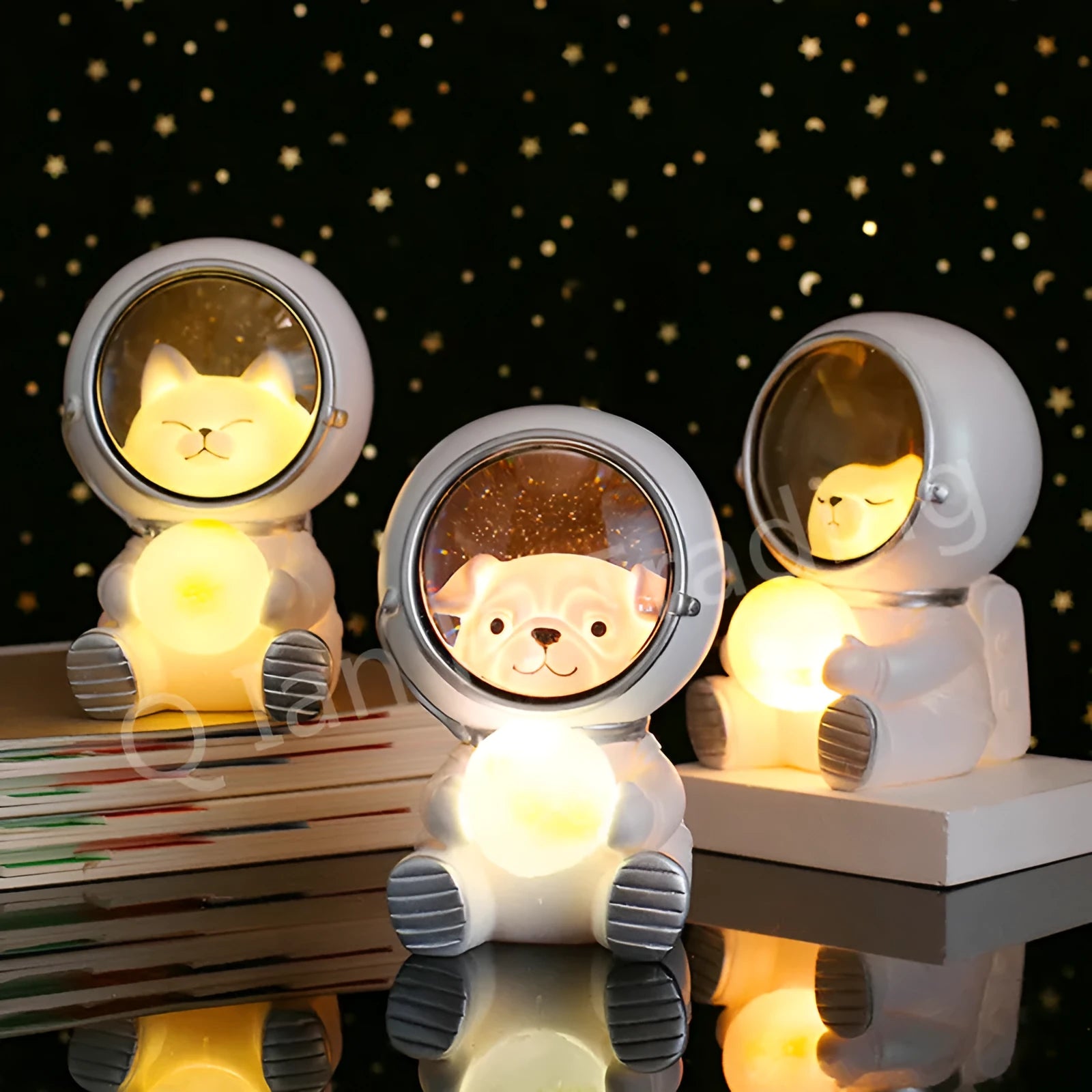 Animal-shaped starry sky night light in resin with LED lighting