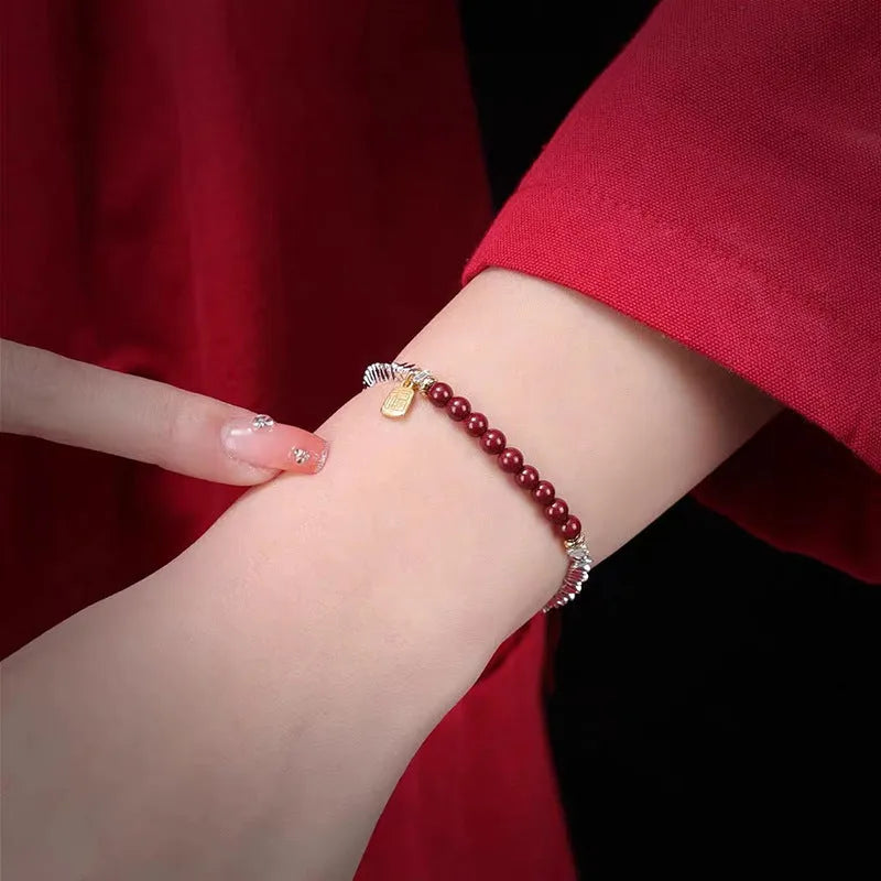 Electroplated silver couple bracelet with geometric beads on copper, 16 cm length in white K colour