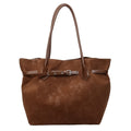 Retro deerskin velvet large tote bag for women, 46x15x31cm, black with sandwich pocket