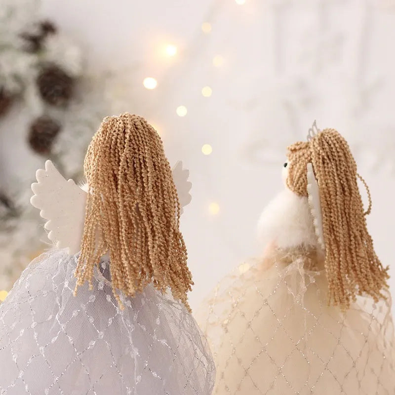 Gold and light grey non-woven fabric angel doll ornaments measuring 26x15cm