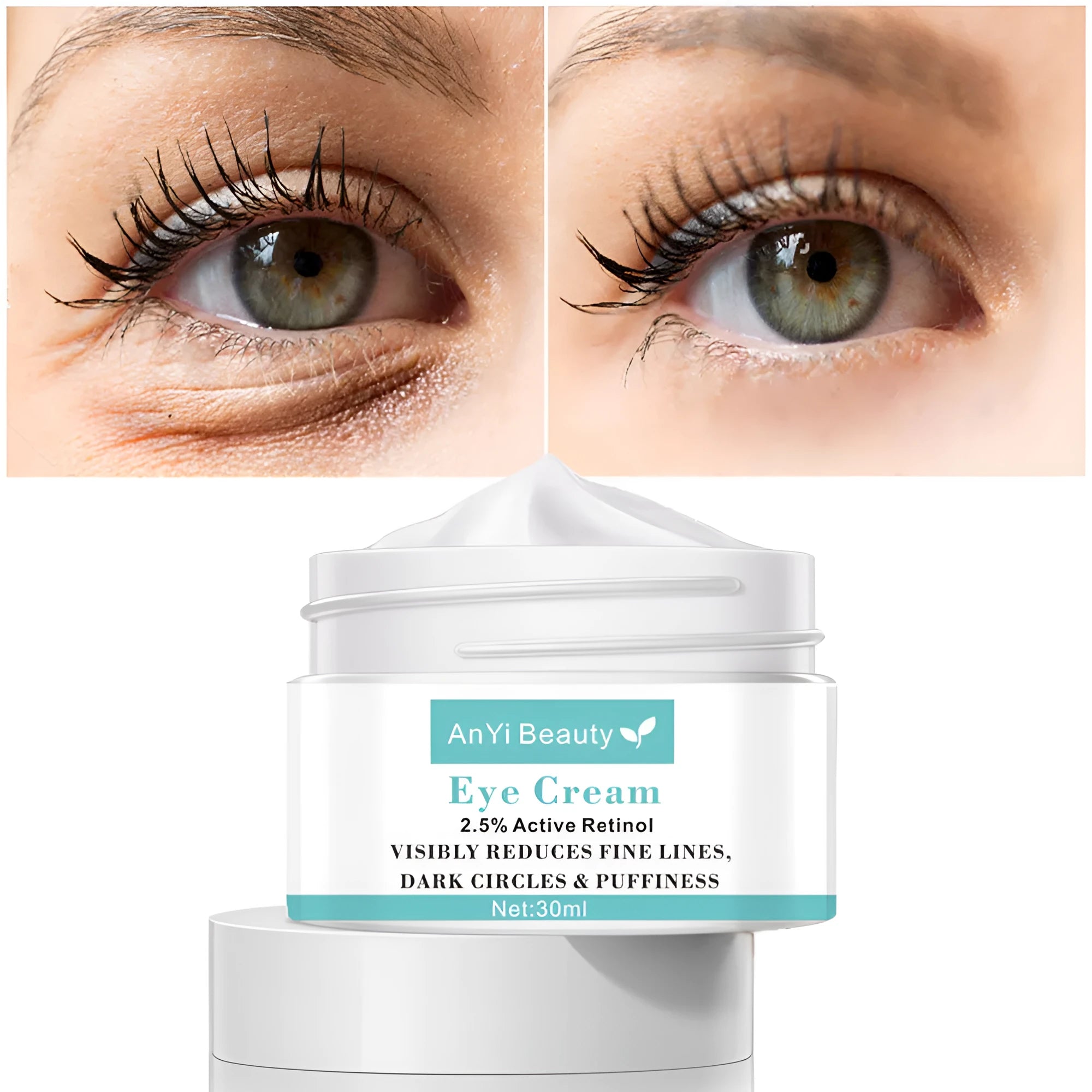 Beauty Eye Cream 30ml jar for women's skincare with hyaluronic acid and peptide formula