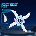 Light-up rotating shuriken toy in Cool Black or Maca Blue, supplied in a mail order box