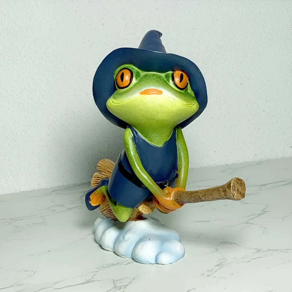 Magic Yoga Frog ornament in RDW123 colour on a desk.