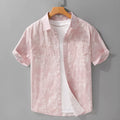 Men's grey white pure cotton cardigan with hanging dyed print and short sleeves