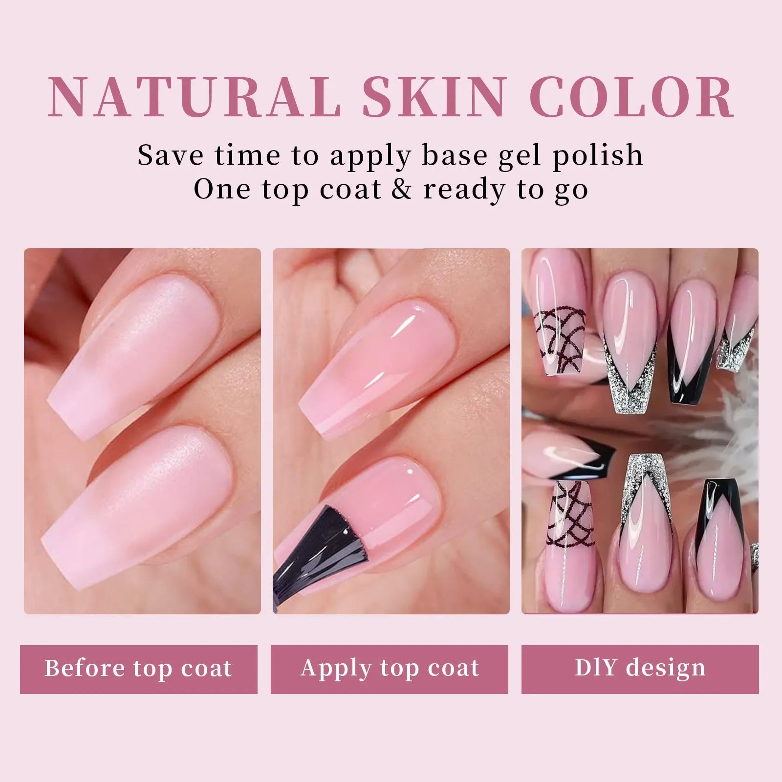 Removable seamless nail stickers in nude colours 01 to 08 for women