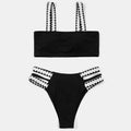 Black women's hollowed-out split swimsuit bikini with briefs style