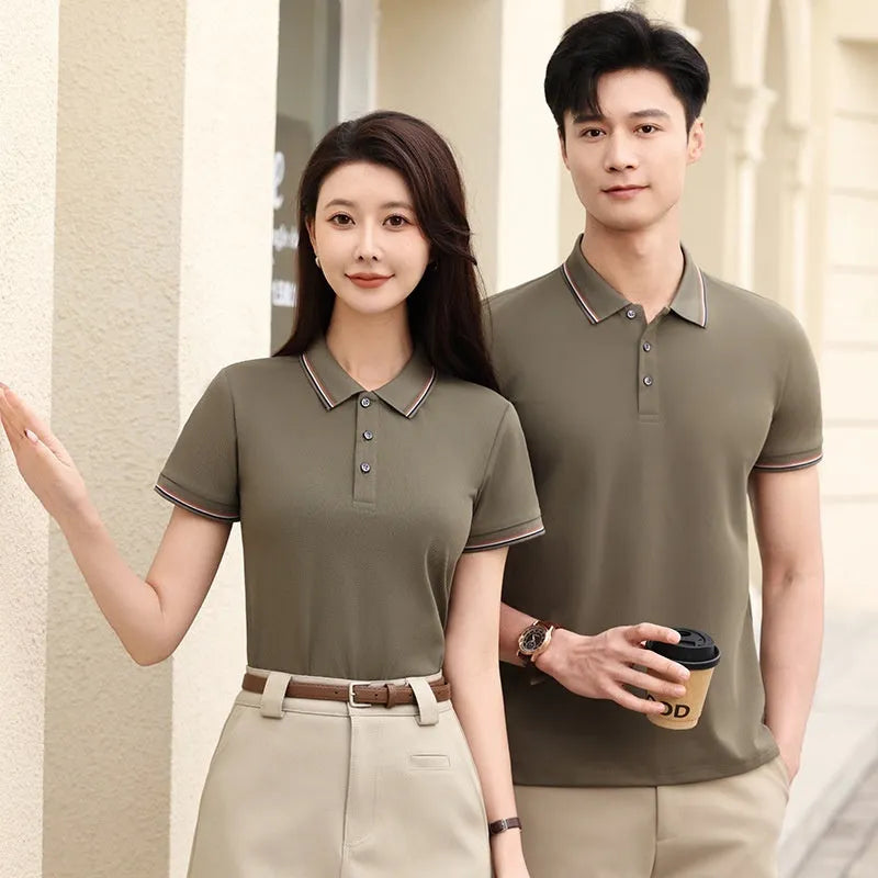 Ice silk polo shirt in army green colour with copper ammonia fibre construction