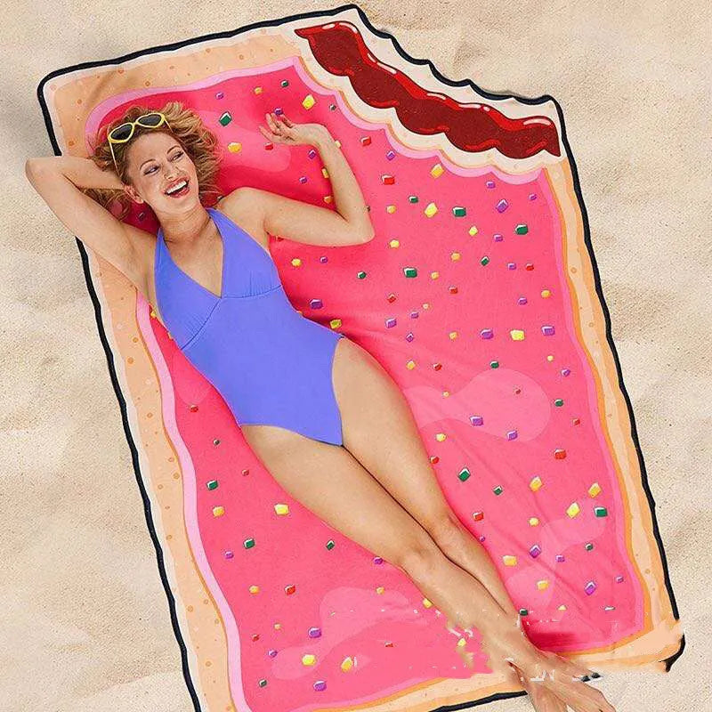 Water-absorbent quick-drying printed beach towel in avocado design, 170cm thin polyester section