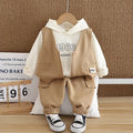 Children's number vest three-piece cotton set for boys in solid colour sport style long sleeve shirt and trousers