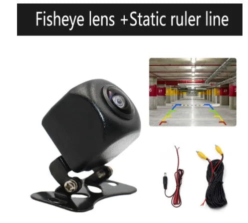 Black plastic car rear view camera with 170-degree wide angle, 720 resolution, IP67 rating, 12V WiFi, 100g