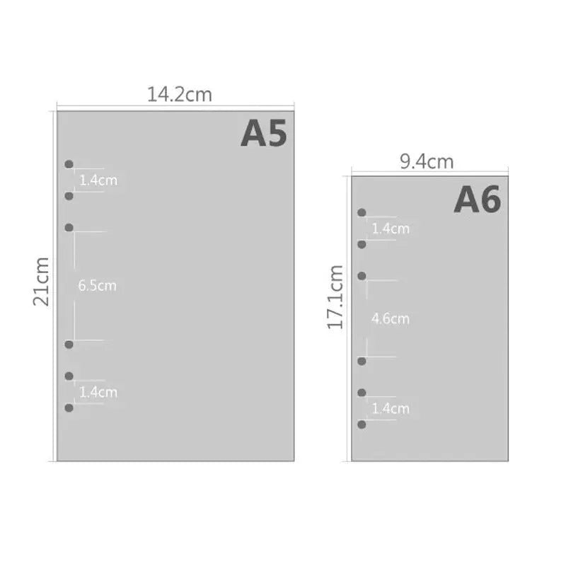 A5 loose-leaf refill with Daolin paper, 6-hole punch, blank dot and line ruling options