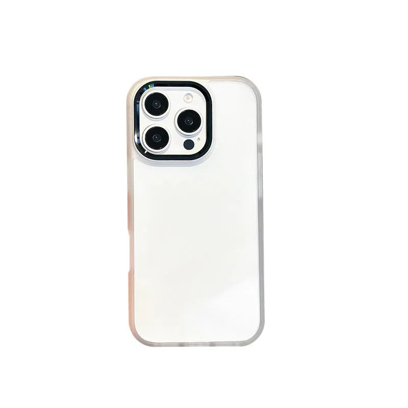 Transparent PC phone case for iPhone 16 Pro with metal eagle eye bracket ring in desert gold