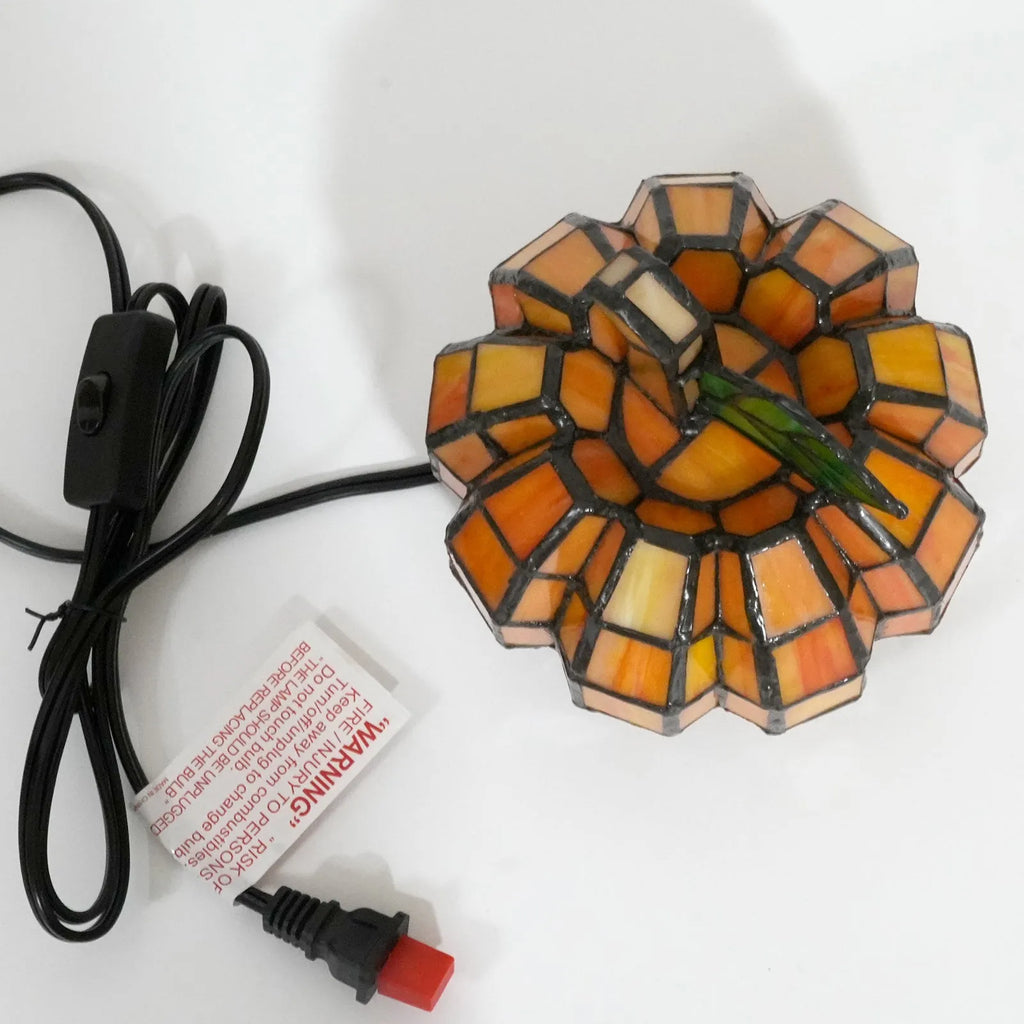 Handmade orange art glass pumpkin LED night light with glass shade and 220V plug options
